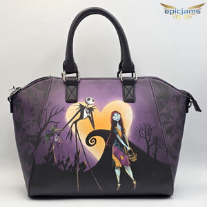 Loungefly Disney Nightmare Before Christmas Jack & Sally Heart Moon Satchel Bag